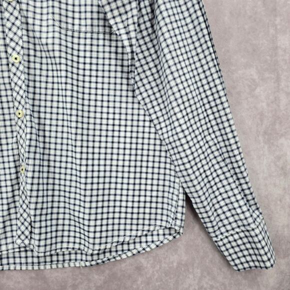 White Blue Checker Plaid Button Down Long Sleeve Mens Shirt XL Extra Large - Picture 4 of 5